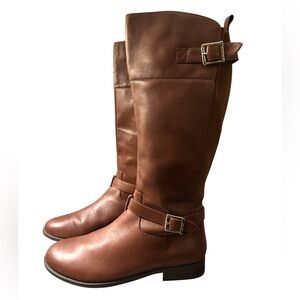 Vionic Rich Brown Leather Over the Knee Riding Boots